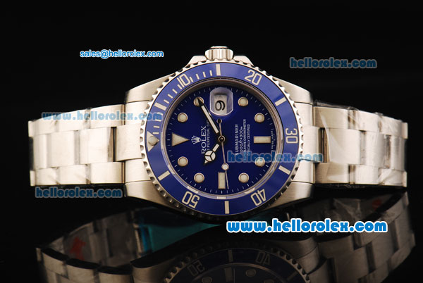 Rolex Submariner Oyster Perpetual Date Automatic Movement Full Steel with Blue Dial and Blue Ceramic Bezel - Click Image to Close